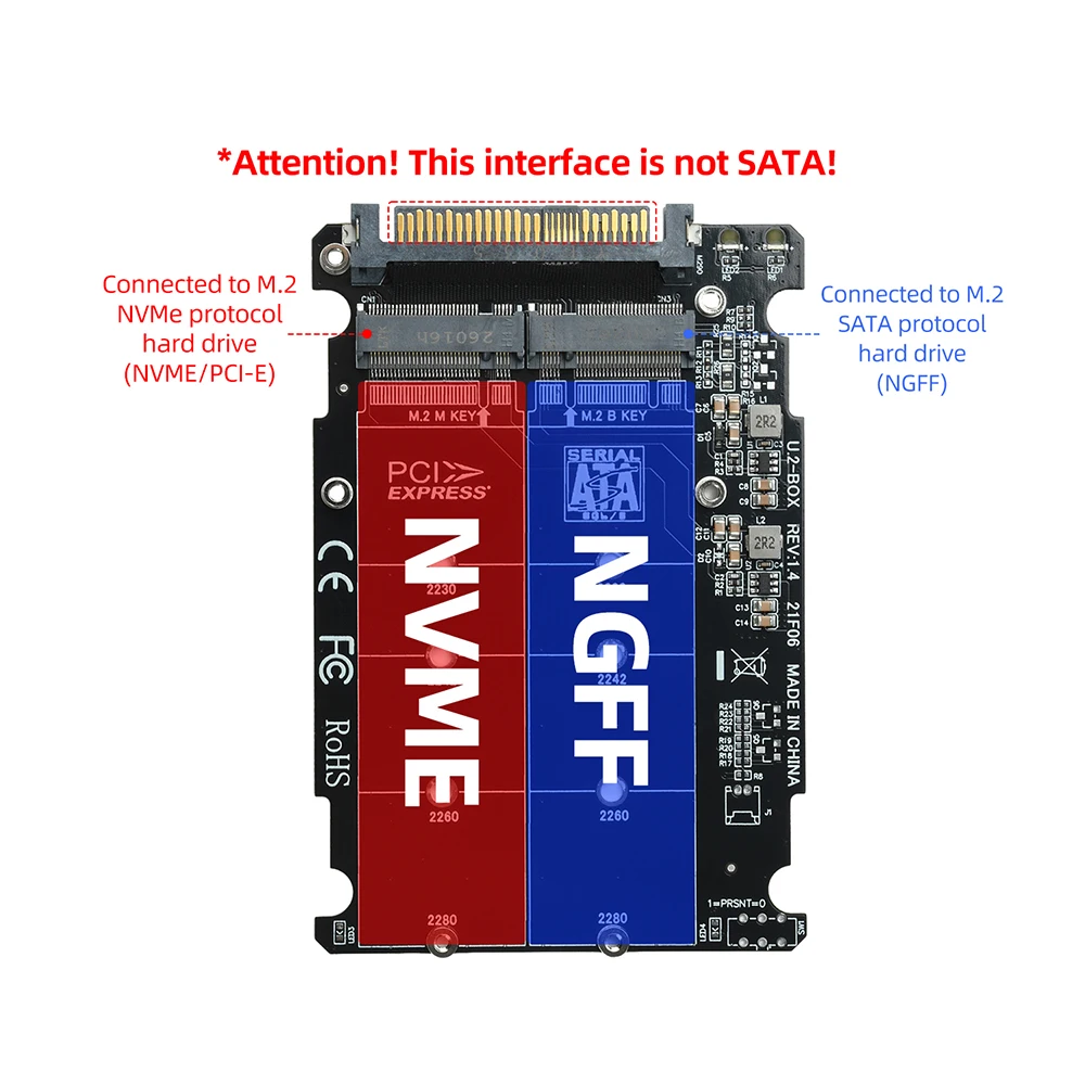 PCIE3.0 NVME NGFF to U.2 adapter card SFF8639 all aluminum U2 external hard drive box solid-state M.2
