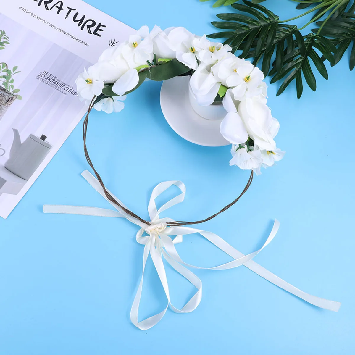 

Rose Wreath Artificial Flower Hair Band Headband Crown The Flowers Bands for Wedding