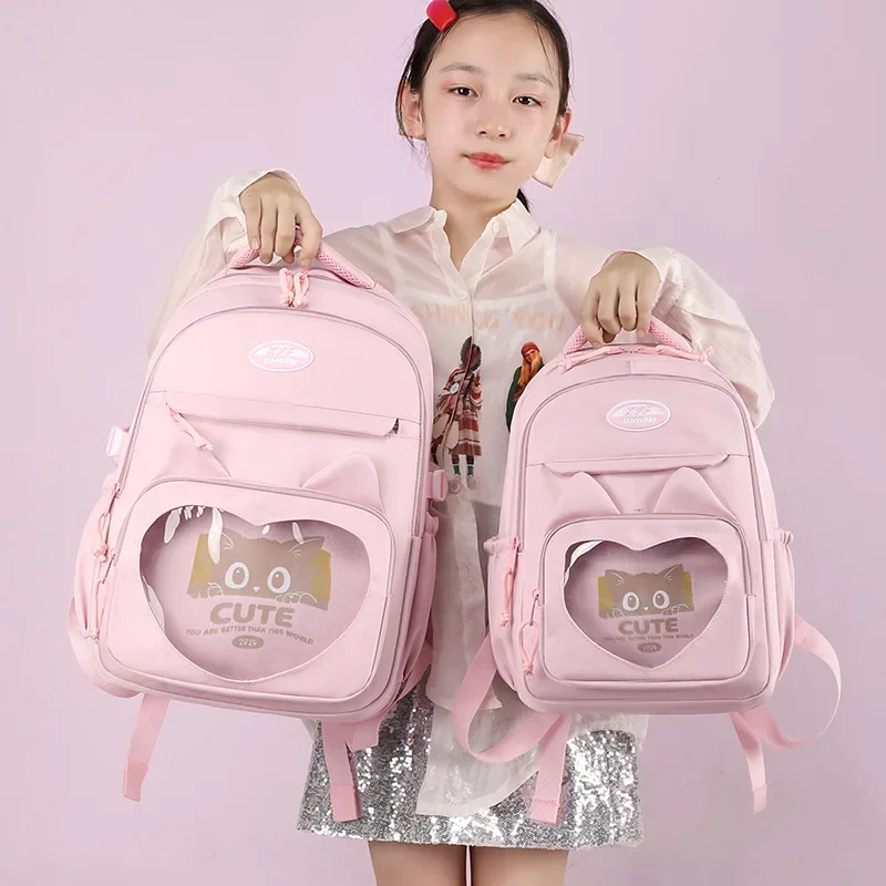 

New Design Cat Elementary School Large Capacity Lightweight Children's Backpack for Teenage Students Day Bag Reusable Lunch Bag