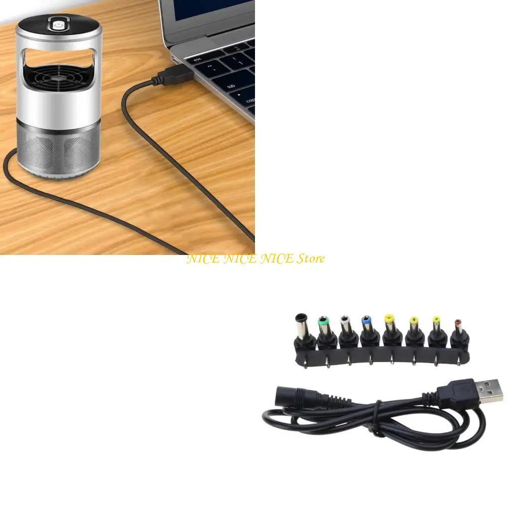 

USB 5V to DC9V 12V Power Cable for Router Speaker USB to DC5.5x2.5mm 8 Jacks Charging Cable Power Cord Plug