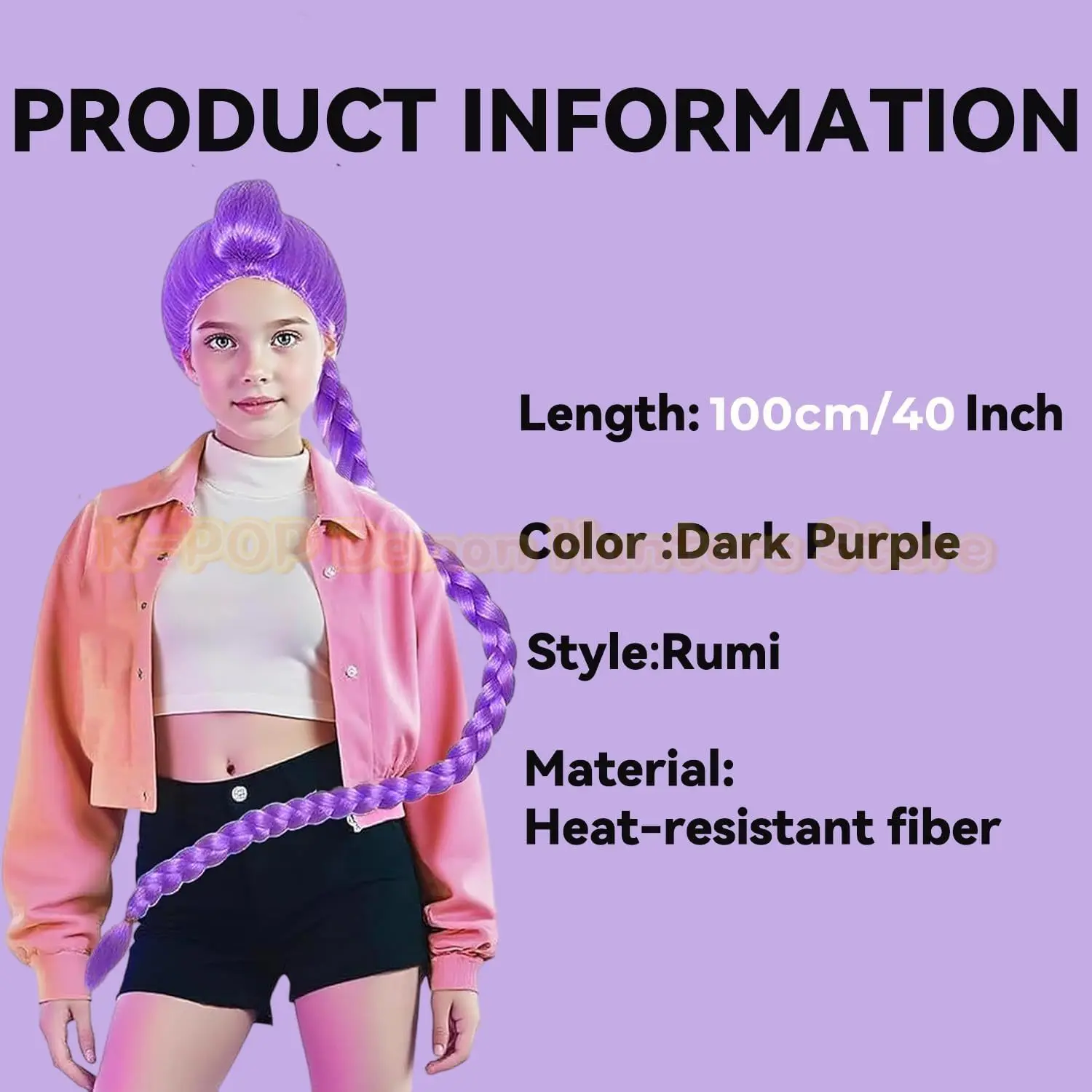 Nuevo 2025 mujeres hombres Demon Hunters pelucas de Cosplay Anime Rumi Mira Zoey pelucas de disfraz trenzas moradas accesorios para niños Prop peluca Rumi