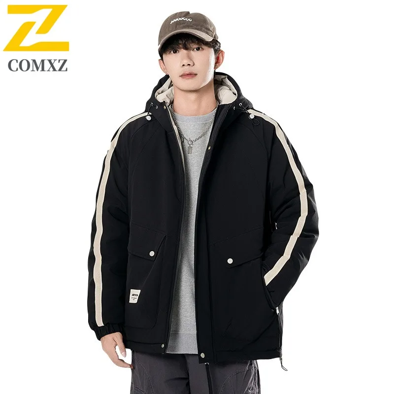 COMXZ Men Down Cotton Windbreaker Winter American style Thickened Casual Outerwear Daily Lightweight Sports  Warm Puffer Coat ​