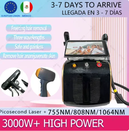 3000W 2-in-1 German 10 palladium strip high-power permanent painless laser hair removal and 532 755 1064 1320nm NG YAG picosecon