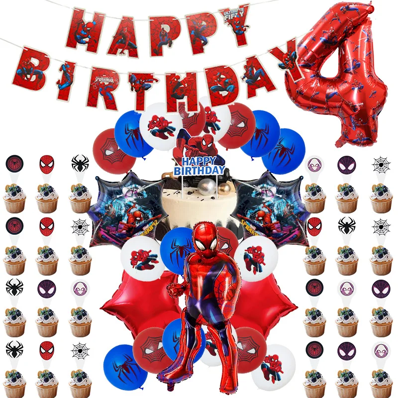 SpiderMan Geburtstagsparty-Dekoration Anpassbares Geburtstags-Set Neues Muster Luftballons Latex-Ballon Hintergrund Event-Zubehör Banner