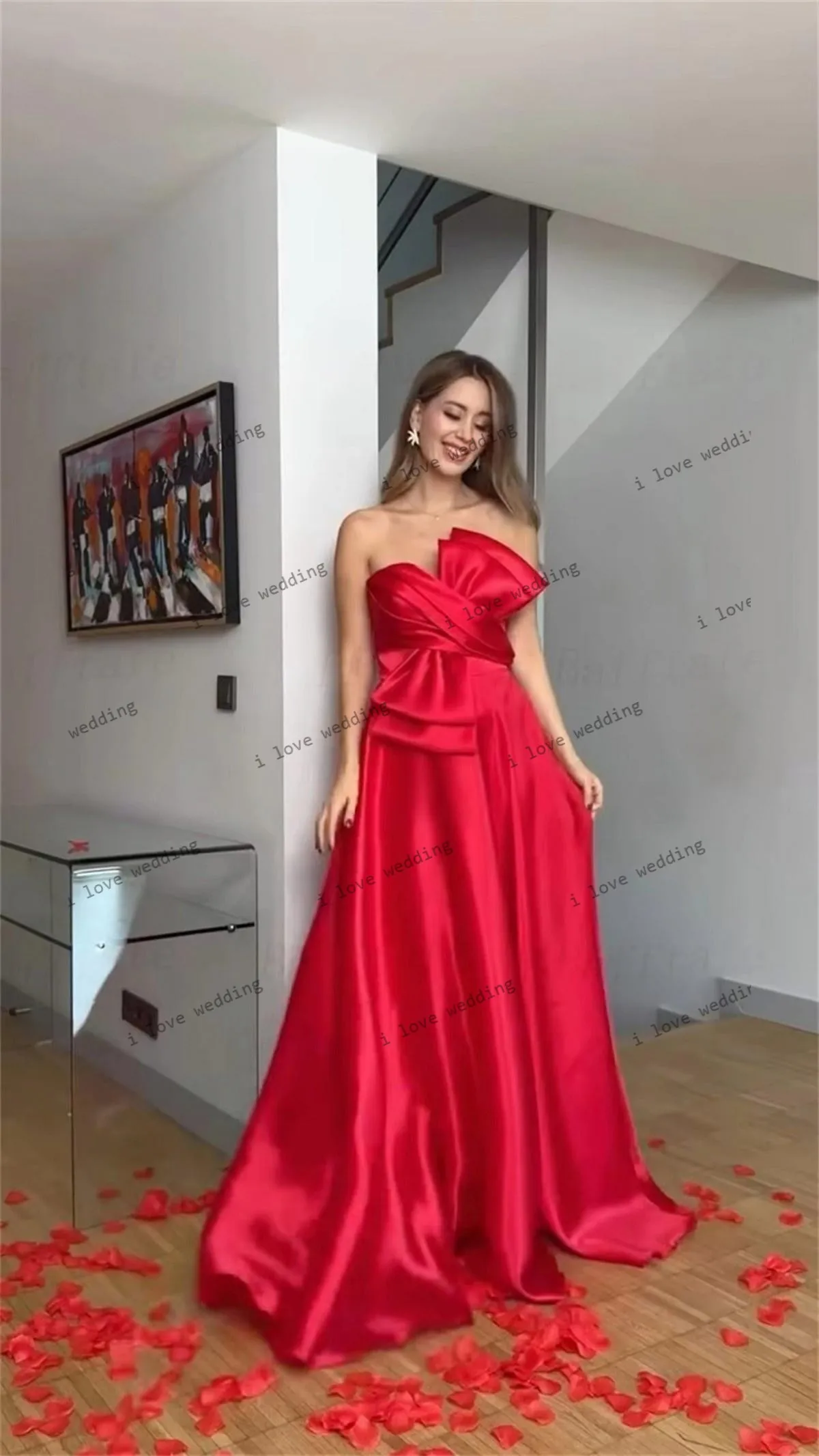 Розово-красные вечерние платья без бретелек 2025, элегантное свадебное платье для женщин, атласное платье трапециевидной формы с бантом, формальная спинка, сексуальное по индивидуальному заказу
