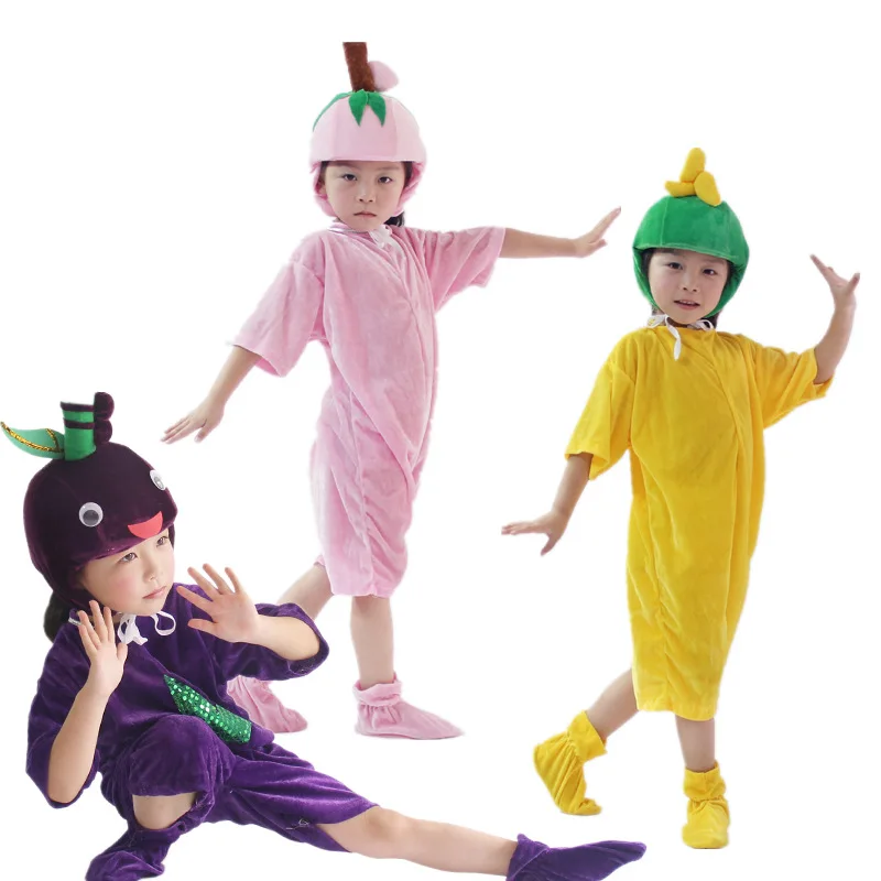 Halloween Cosplay Children's Fruit Dance Performance Costumes Mango Grape Tomato Carrot Bitter Melon Peach Performance Costumes