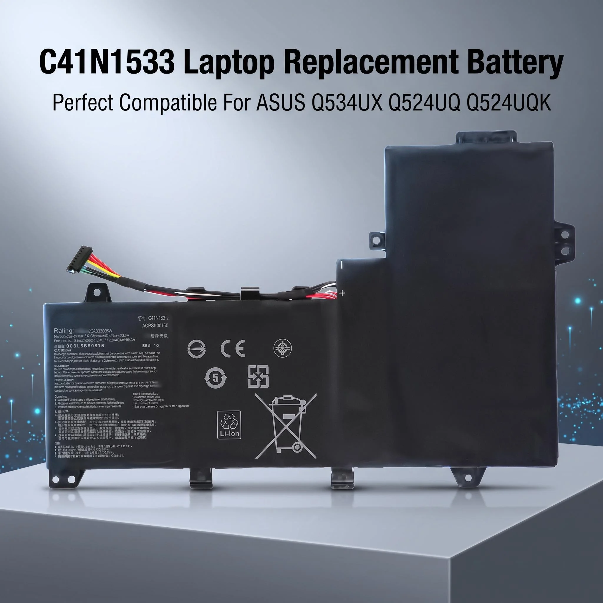 Laptop Battery C41N1533 Compatible For ASUS ZenFone Q534UX Q524UQ Q524UQK Replacement Notebook Rechargeable Battery