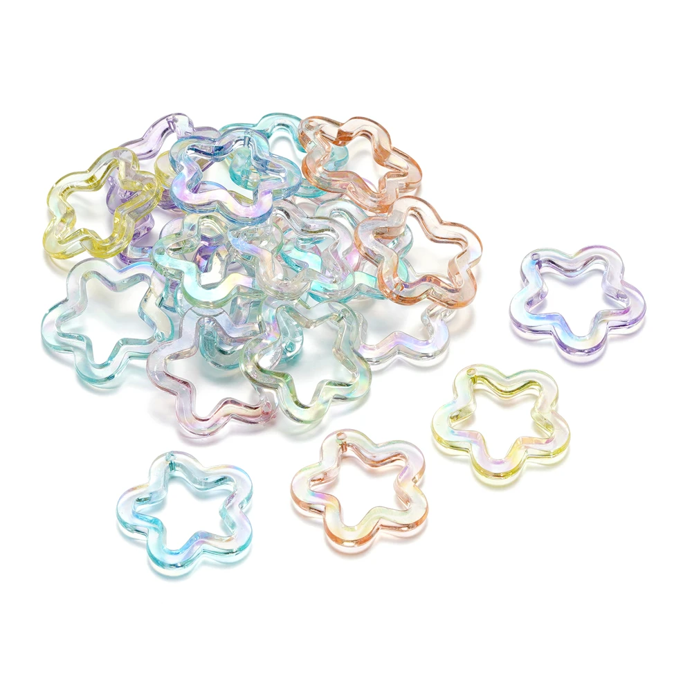 10 teile/los 30mm Acryl Transparent Hohl Stern Lose Perlen DIY Schmuck Anhänger Schlüsselbund Windbell Handgemachte Mode Zubehör
