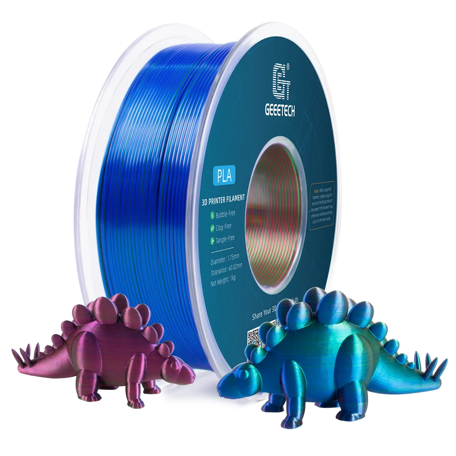 

Geeetech Tri Color Silk PLA Filament , 3D Filament 1,75 mm 1KG Spool Wire (+/-0.03mm) Vacuum packaging, special color