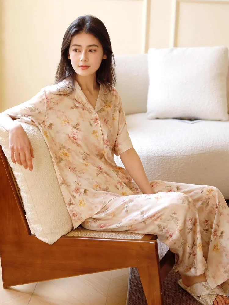 快適なプリント半袖ショートパンツセット、甘いスタイルのホームウェア、アウトドアウェア、夏のレジャー衣装に最適