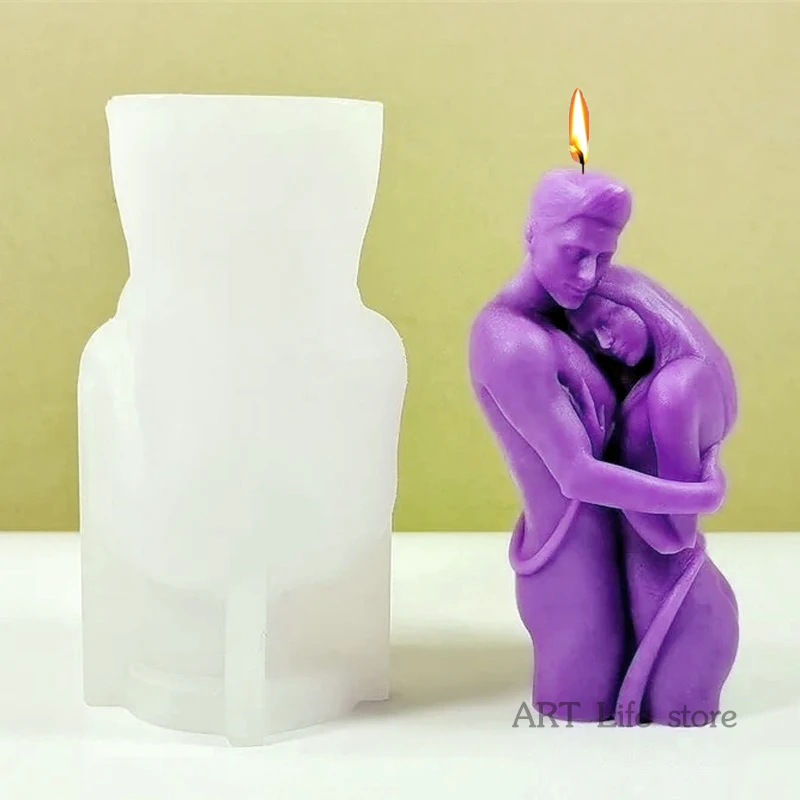 Valentine\'s Day Couple Embrace Silicone Candle Mold Diy Symbol of Love Sculpture Plaster Resin Casting Tool Home Crafts Gift