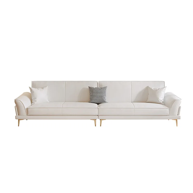 Nordic simple modern light luxury PU sofa living room small apartment Italian high-end white sofa