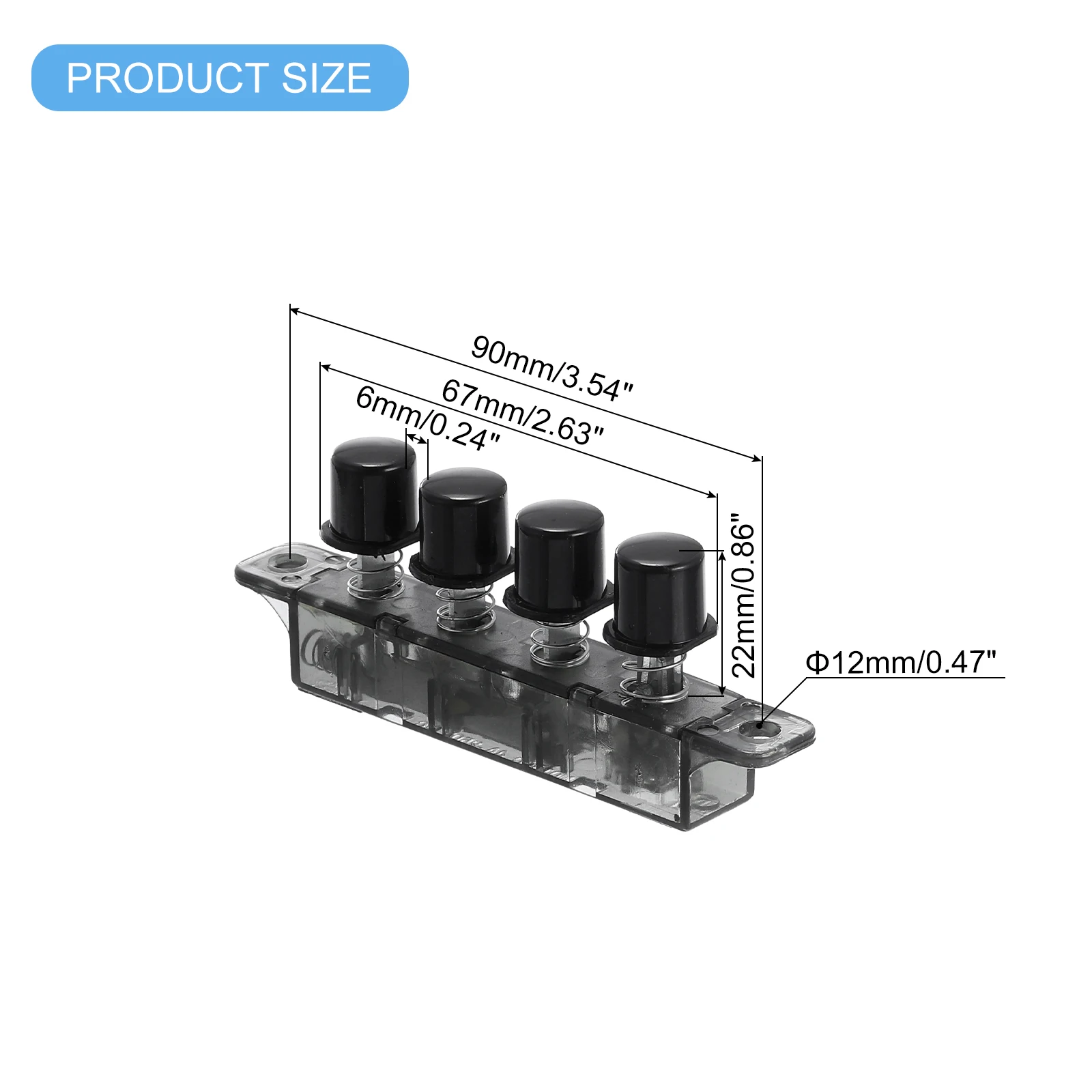 2Pcs Range Hood Keyboard Switch MQ184C AC 250V 1A 4 Push Button Piano Type Key Board Switches for Range Hood Black
