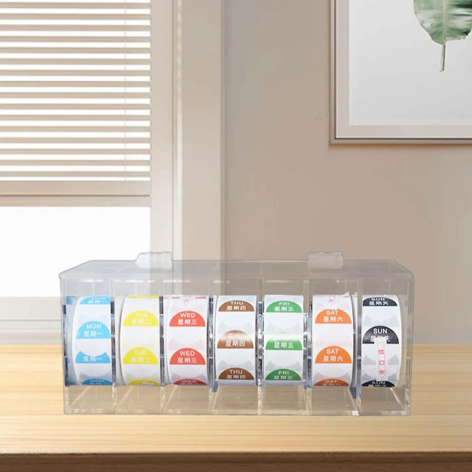 

Sticker Roll Holder Multipurpose Sturdy Lightweight Day of The Week Label Dispenser for Libraries Shop Home Use Kitchen Schools