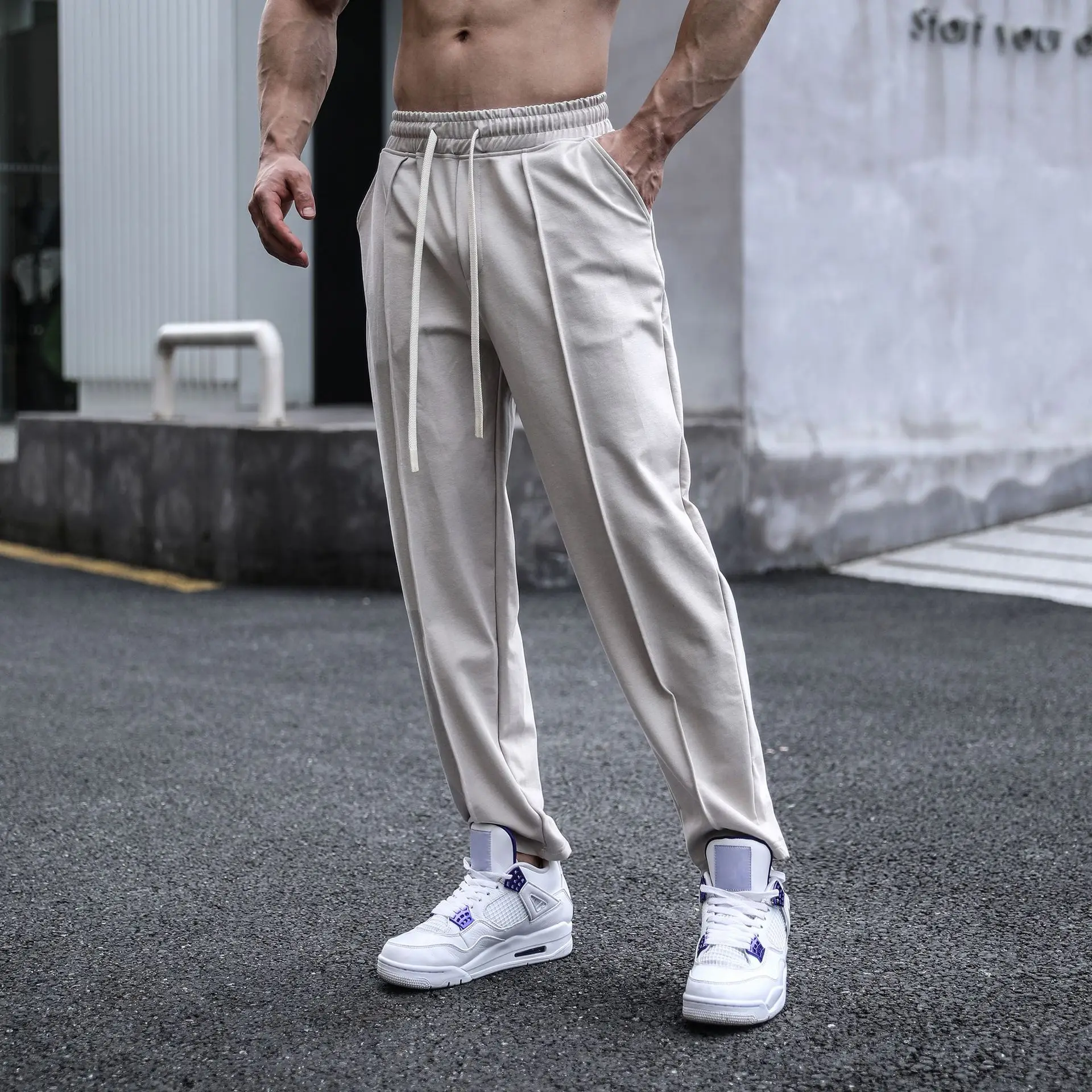 

Spring and Autumn Joggers Men Running Fitness Mens Pants Casual Drawstring Trousers Straight Outdoor Sports Pants Everyday Wear