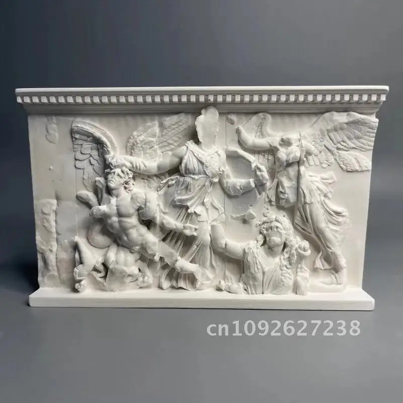 Ancient Greek Angels and Giants Relief Gypsum Sculpture Art Desktop Home Decoration Luxury Aesthetic Art Figurine Room Decor