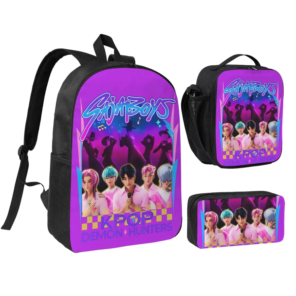 

Saja Boys K-Kpop D-Demon H-Hunters 3pecs/set Рюкзак для подростков Сумка на плечо Сумка для обеда Пенал