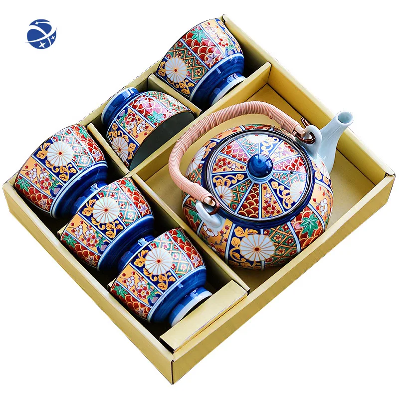 

6pcs Gift Box Teaware for Turkish Porcelain Ceramic Luxury Cup and Saucer Floral Coffee Tea Cup Mug Jug Set with Teapot