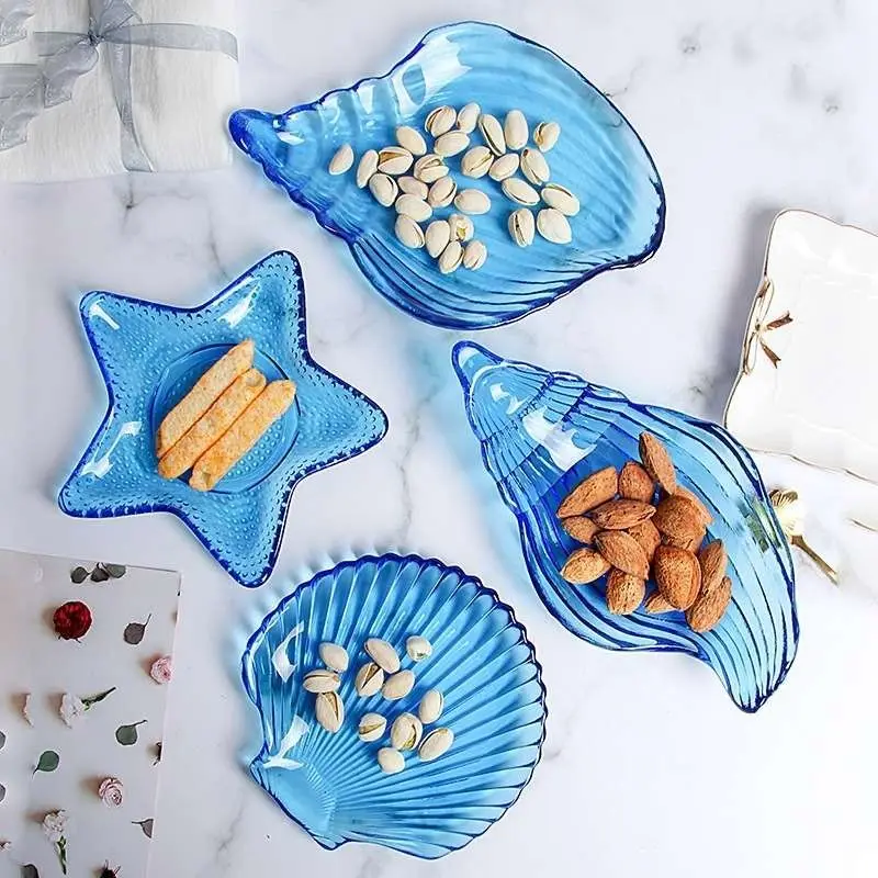 Internet Celebrity Phnom Penh Conch Plate Glass Tableware Fruit Plates Creative Bowl Starfish Shell Thickened Pose Decoration