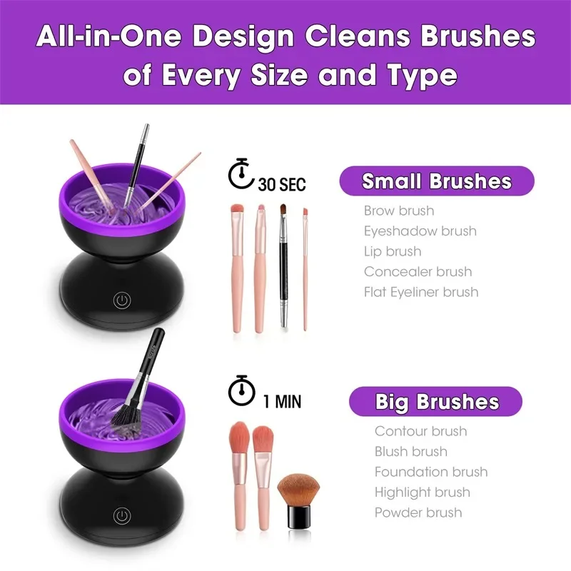 Makeup Brush Cleaner Machine Portable Automatic USB Cosmetic Brushes Cleaner Powder Puff Beauty Egg Cleanser Tool Beauty Tools