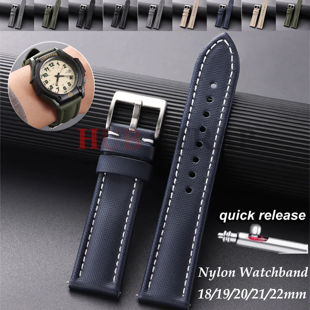 18mm 19mm 21mm 20mm 22mm Premium Sailcloth Watch Band for Blancpain Straps Waterproof Canvas Nylon Quick Release Bracelets Belt