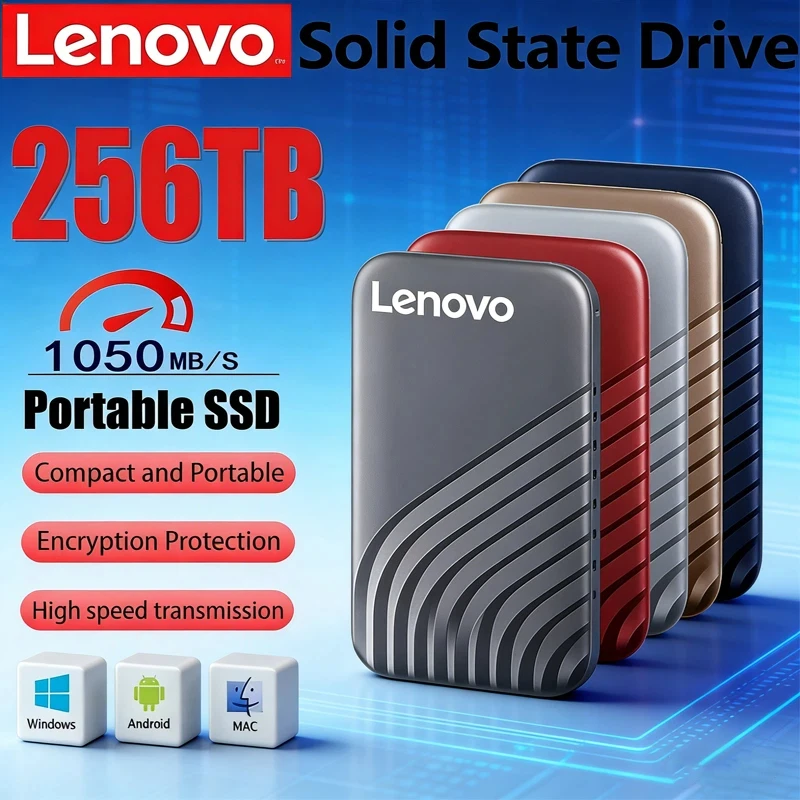 

Внешний SSD-накопитель Lenovo 256 ТБ для ноутбуков/ПК, флеш-накопитель Type-C, высокоскоростной USB 3.1, 2 ТБ, 4 ТБ, 128 ТБ, портативный жесткий диск