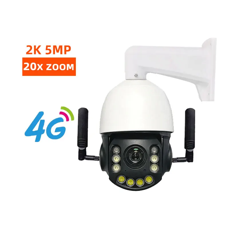 

4G Ip Cameras 5mp PTZ 20X ZOOM 2K Surveillance Two Way Audio Outdoor Night Vision 360 CCTV Camera