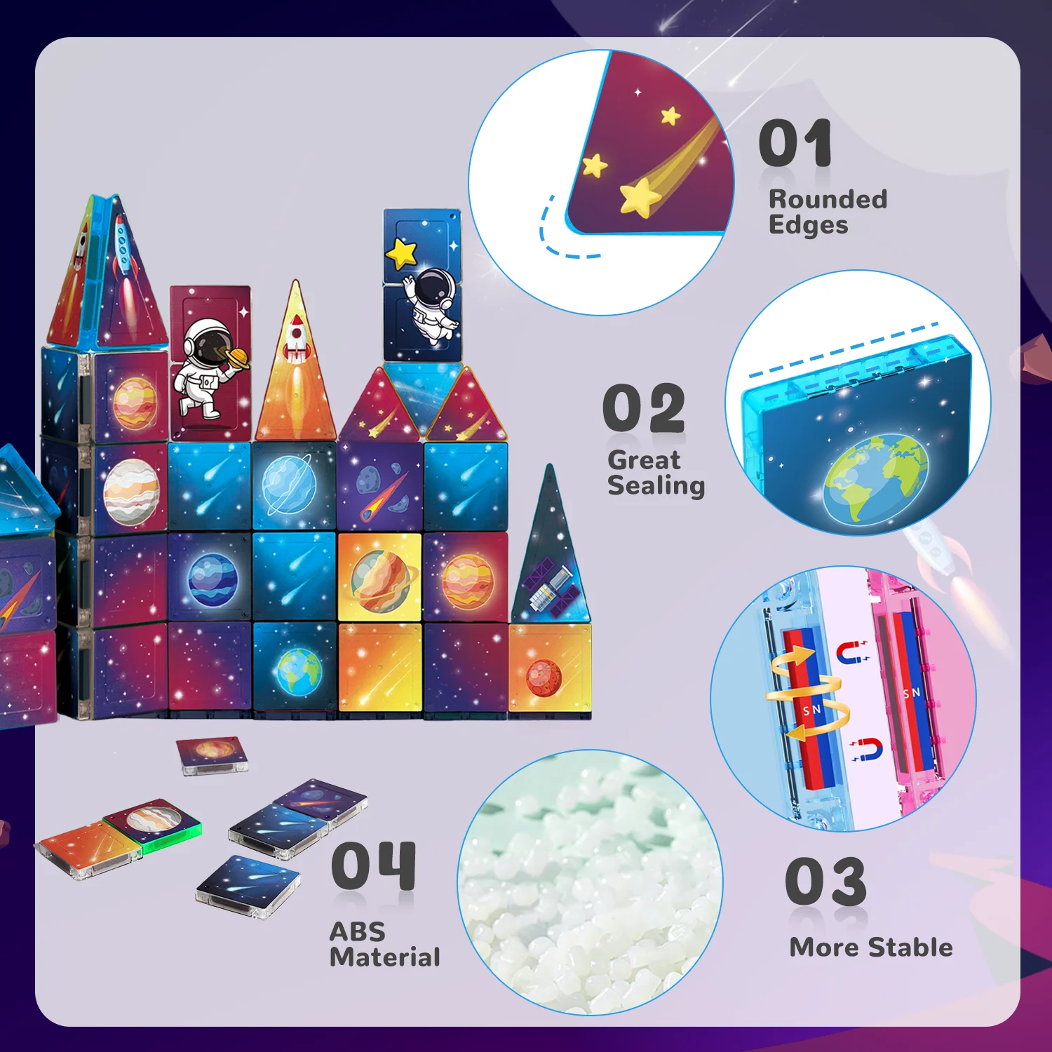 31/52pcs Mini Magnetic Building Blocks Toy Solar System Elements, Astronaut Cosmos, Children's Puzzle Toy, Christmas New Gift