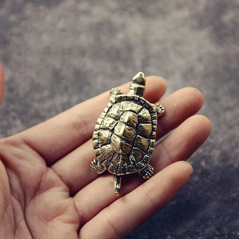 Vintage Brass Turtle Figurine Retro Tortoise Statue Metal Animal Sculpture Tea Pet Ornament Home Office Desktop Decor Craft Gift