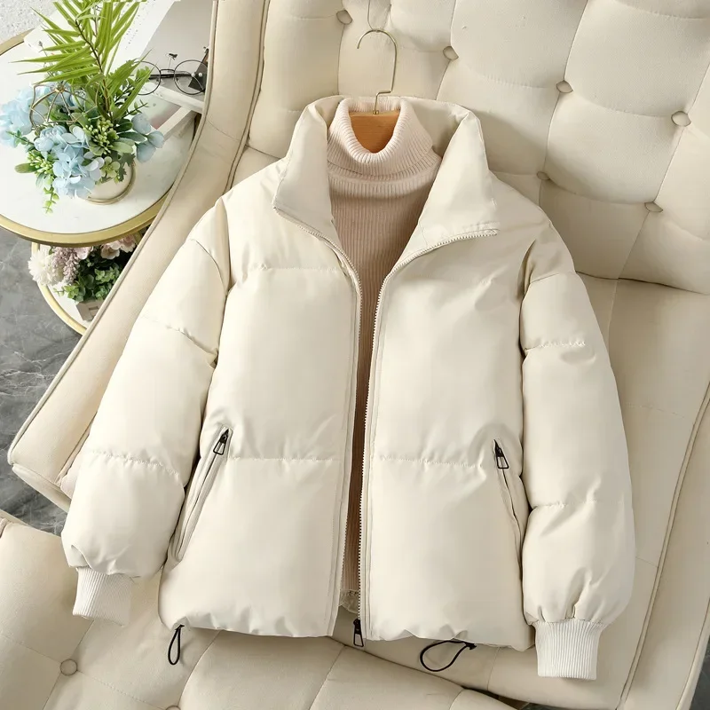 Jacket Thick Down Cotton-Padded Casual For 2024 Winter Solid Color Coat Women MN12