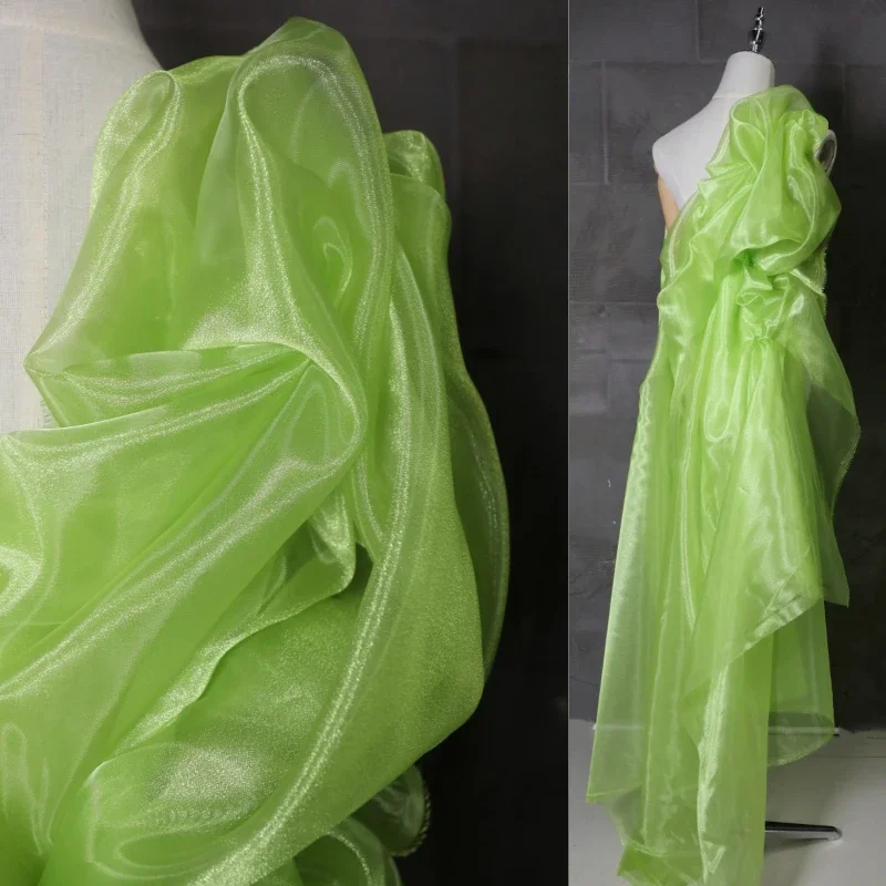 Emerald Green Crystal Yarn Fabric Material Shiny Water Light High Density  Hard Organza Clothing DIY Embroidery Accessories - AliExpress 15