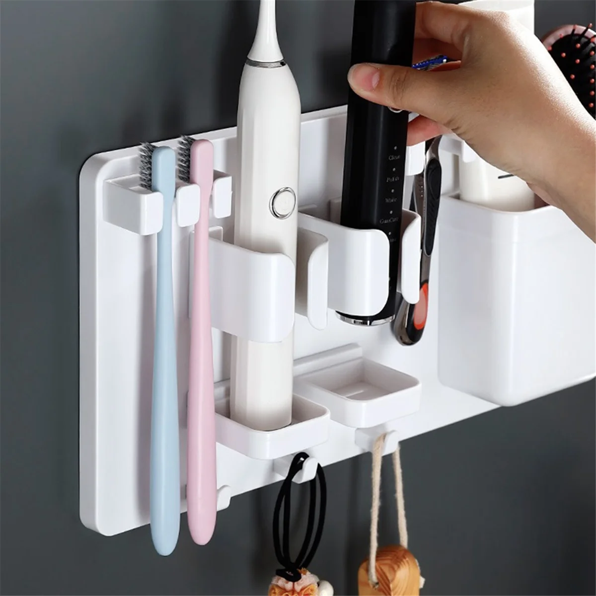 Toothbrush Holder for Shower Wall Mounted Tooth Brush Organizer-Self Adhesive Hanging Mount for Toothpaste Shaver