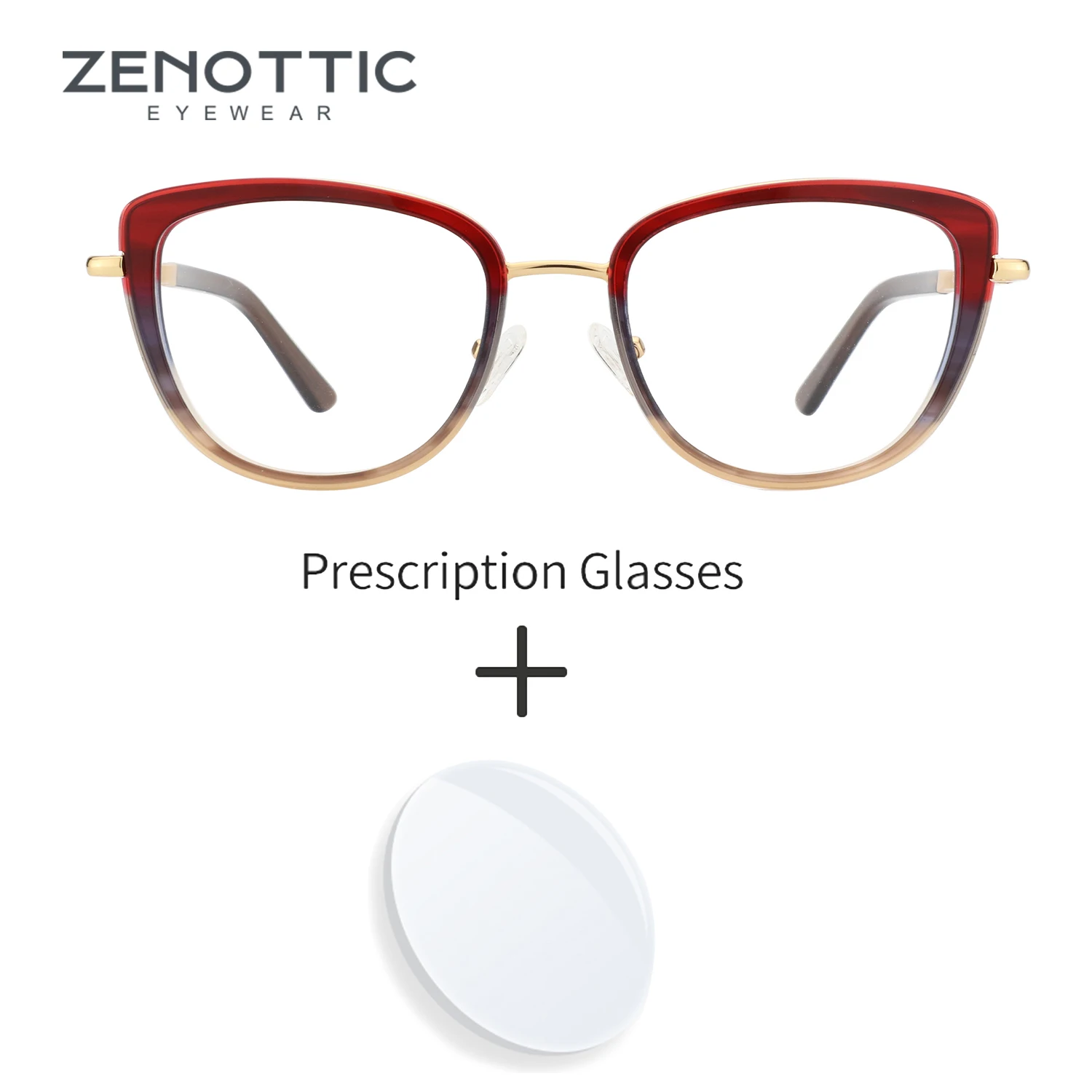 

ZENOTTIC (размер XL), новые поступления, прогрессивные очки Cateye по рецепту, высококачественные металлические очки для близорукости, женские оптические очки