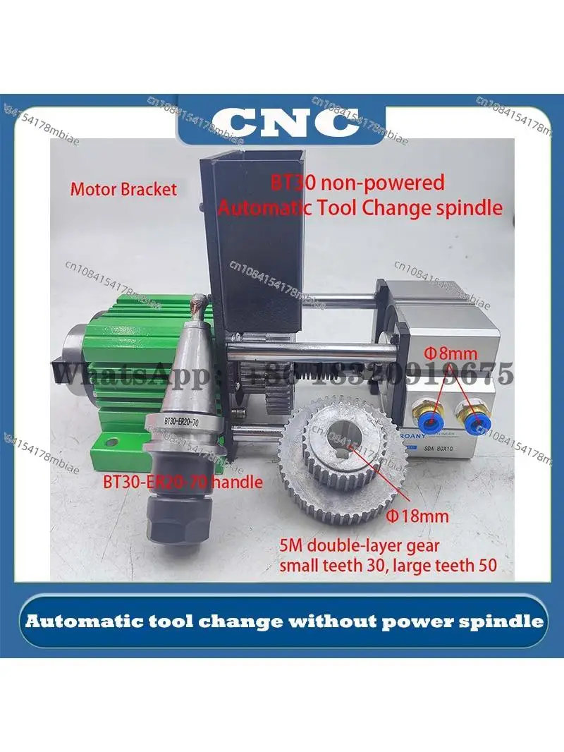 CNC BT30 Non-powered Spindle Cylinder Pneumatic Semi-automatic Tool Change Spindle Is Suitable for Engraving Drilling Milling