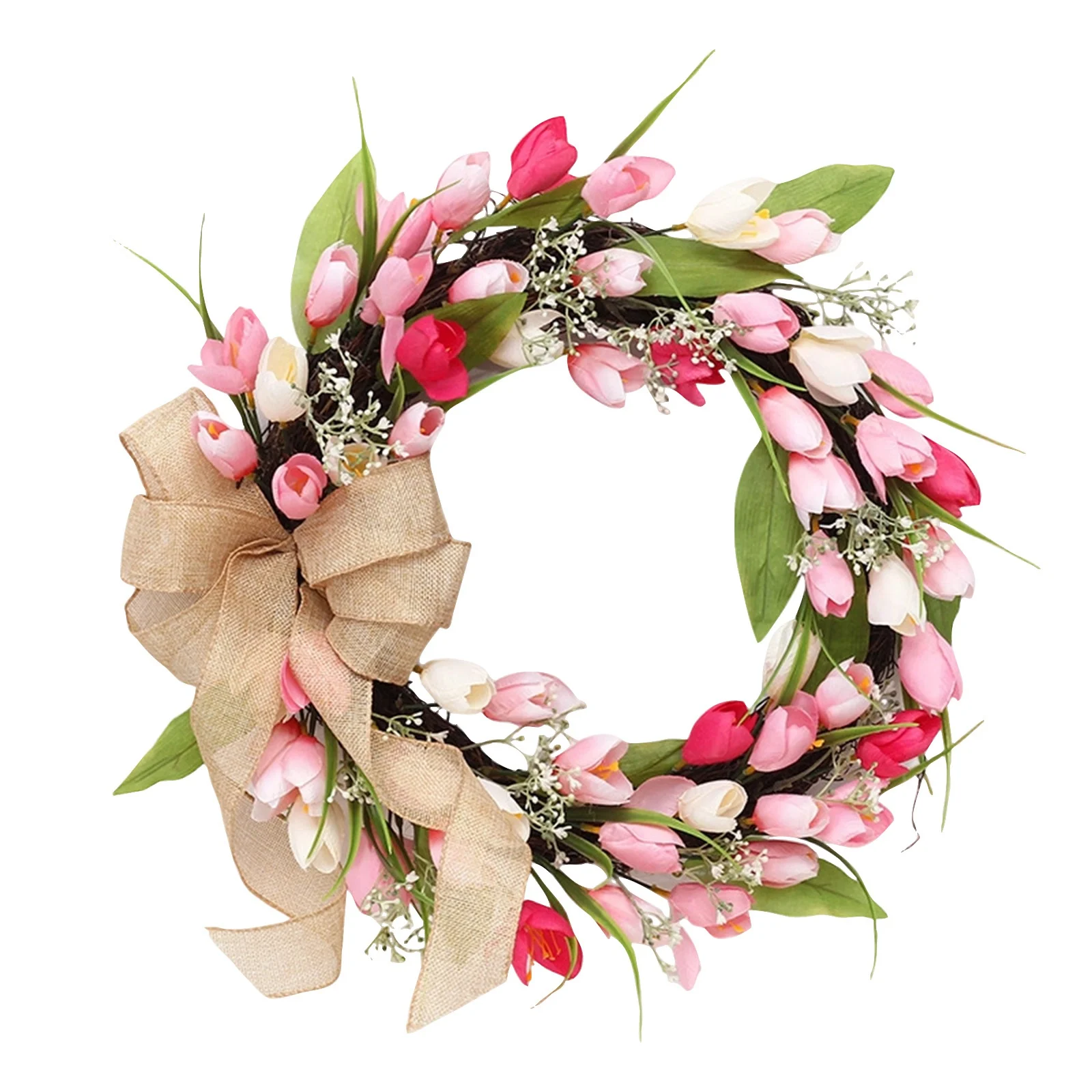

Simulated Tulips Wreath Artificial Flower Bohemian Spring Decor Outdoor Front Door Wreaths Easter Spring Wedding Decoration