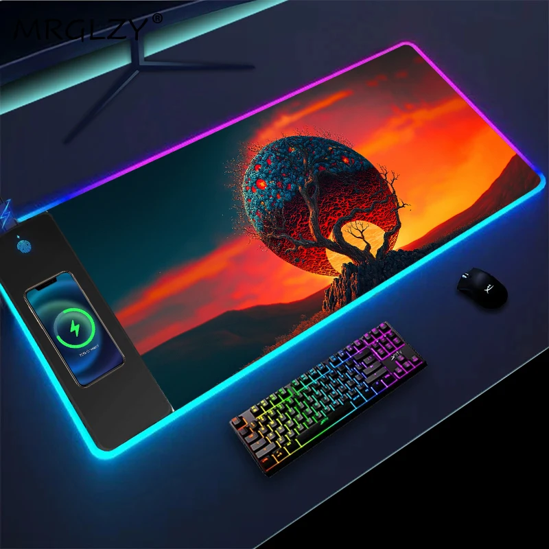 Big Gamer Mouse Pad Wireless Charging Abyss Tree Office Rug Desk Mat Diy Games Computer Mouse Mat Keyboards Playmat Mouse Carpet