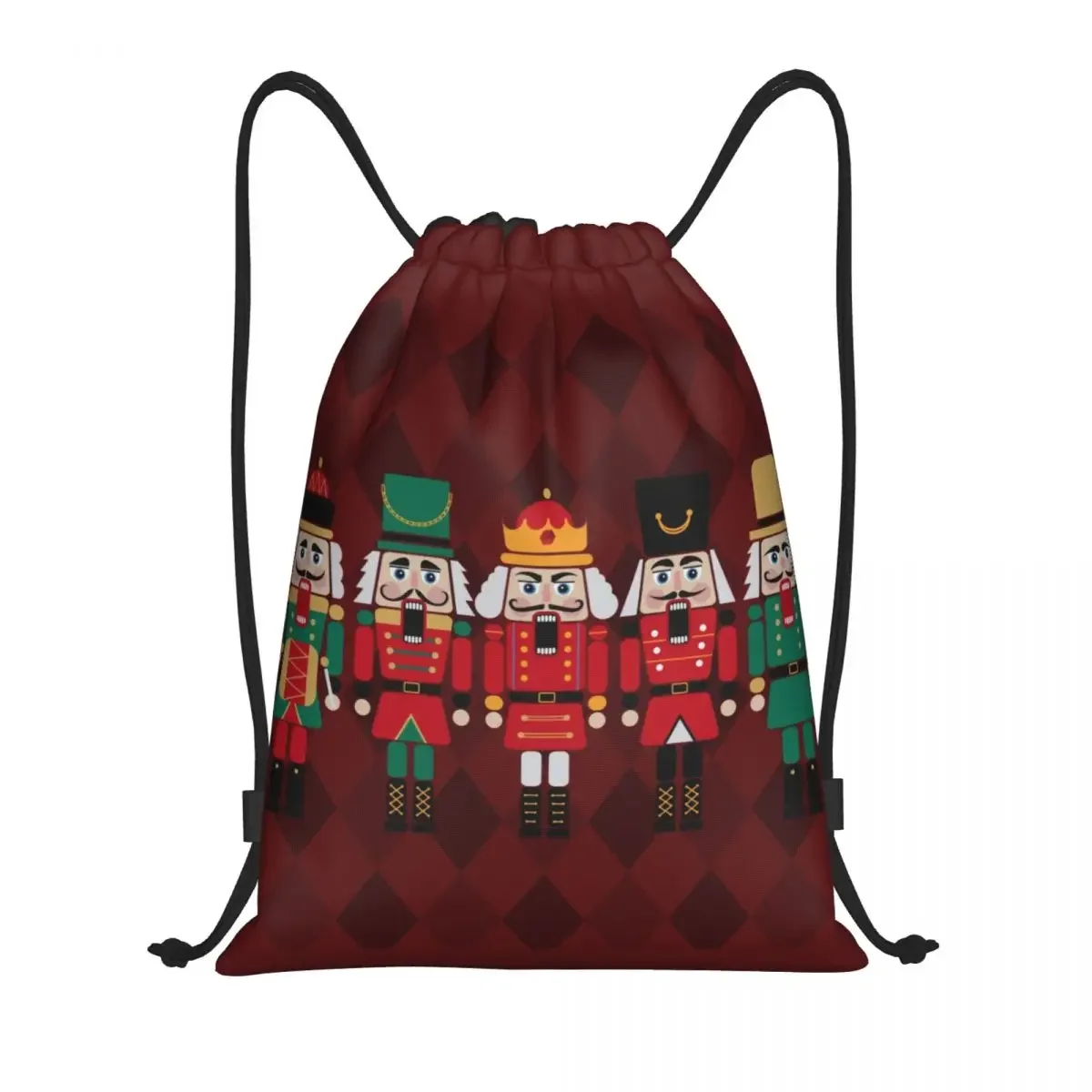 Custom Christmas Nutcrackers Drawstring Bags Women Men Lightweight Cartoon Nutcracker Toy Soldier Sports Gym Storage Backpack