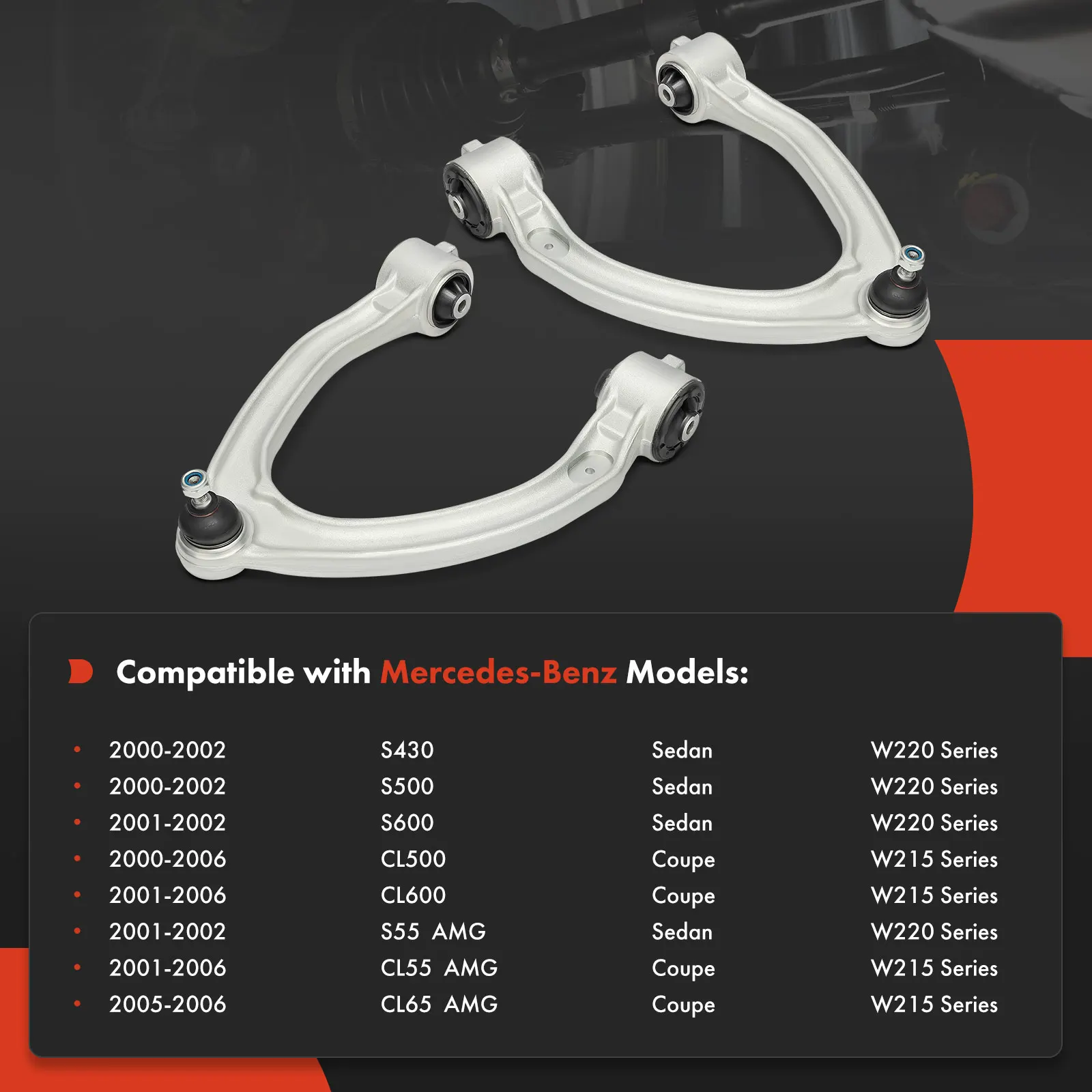 A-Premium 2x Front Upper L+R Control Arm for Mercedes-Benz S430 S500 2000-2002 S600 S55 AMG 2001-2002 CL500 2000-2006 CL600