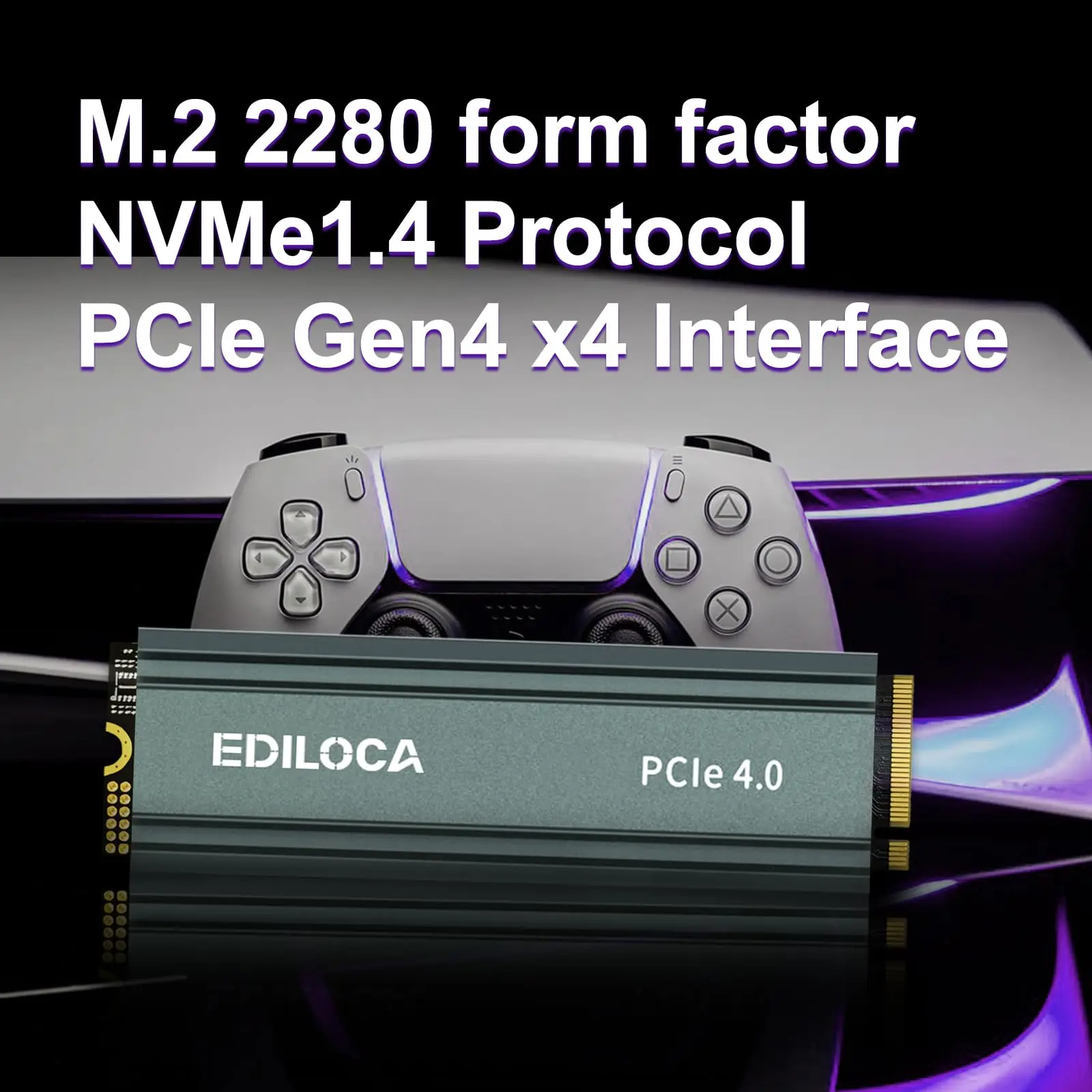 Ediloca EN760 SSD M.2 2280 NVME SSD مع مبدد حراري PCIe Gen4.0x4 3D NAND TLC 4800 برميل/الثانية محرك الحالة الصلبة الداخلي لـ PS5/PC