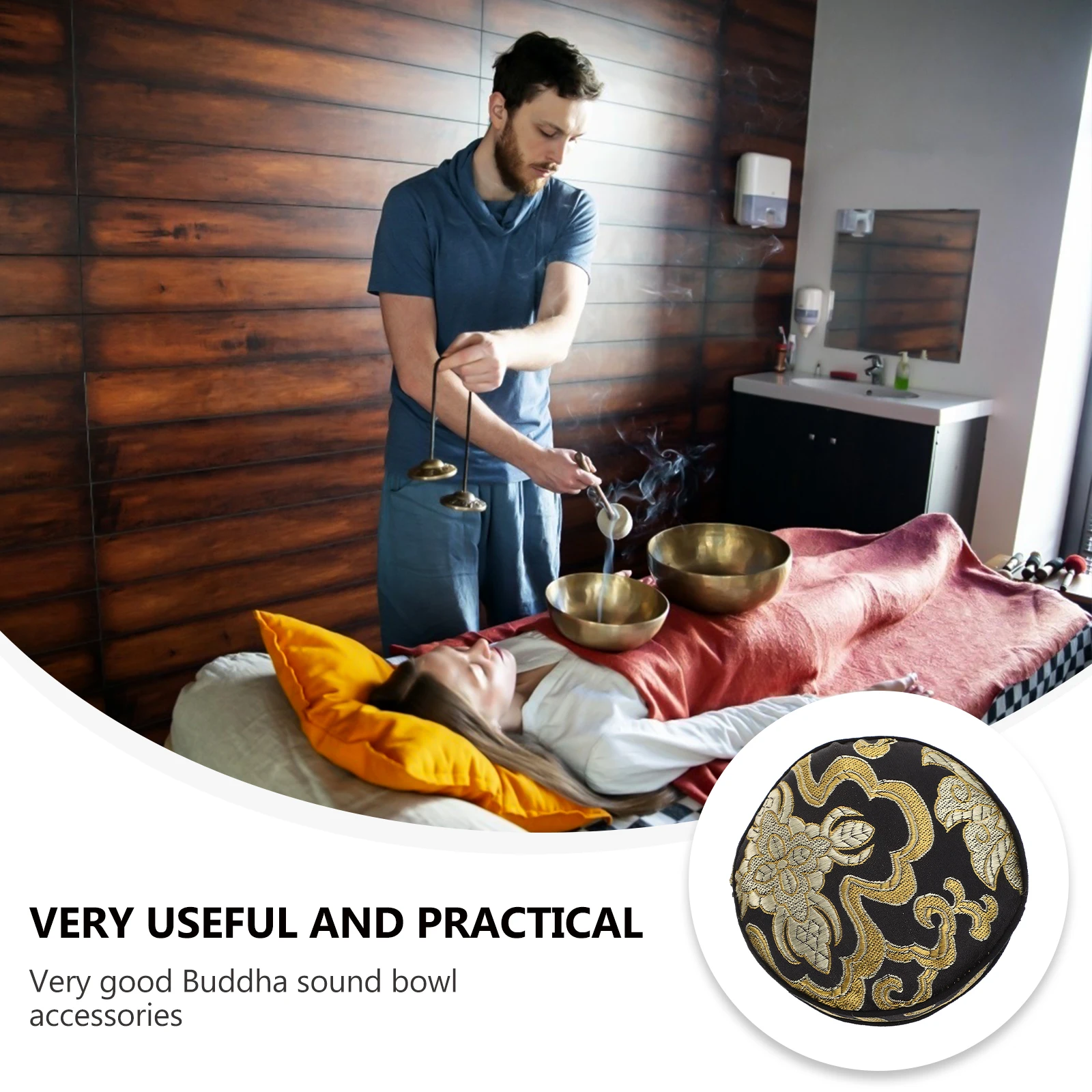 

Singing Bowl Cushion Tibetan Holder Pillow For Sound Bowl Wood Pad Decorative Mat Durable Cloth Accessories Temple