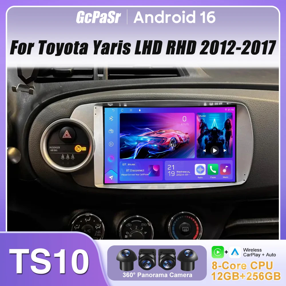 

Автомагнитола с CarPlay для Toyota Yaris 2012-2017 (левый/правый руль), GPS-навигация, Android 15, Android Auto, 4G, без 2DIN-дисплея, видео