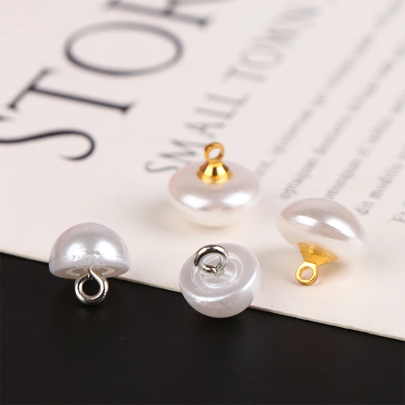 10Pcs 10mm/12mm Mushroom Faux Plastic Shirt Semicircle Pearl Buttons Shank Button For Clothing Decorative Mini Sewing DIY