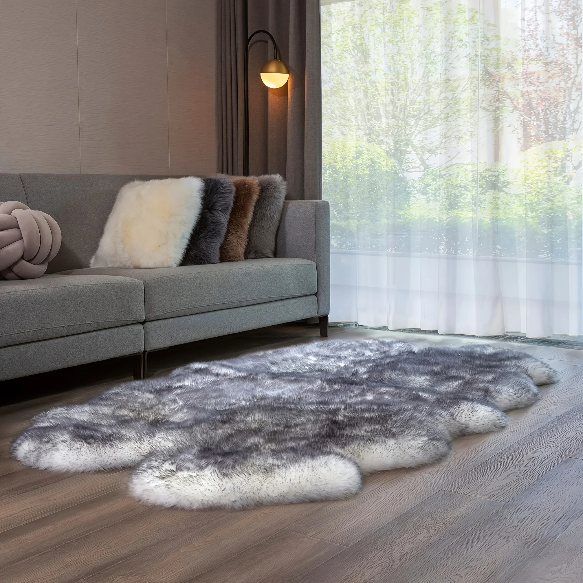 Luxuriöser Weicher Flauschiger Kunstfell-Teppich Maschinenwaschbarer Wildleder-Teppich für Wohnraumdekoration Rutschfest Leichtgewichtig Einfarbig – Detail 9