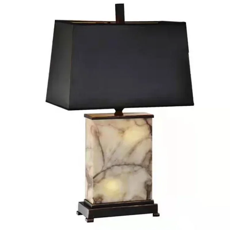 Designer Model Room Decoration Modern Creative Simple Bedside Lamp Retro Distressed Black Marble Table
