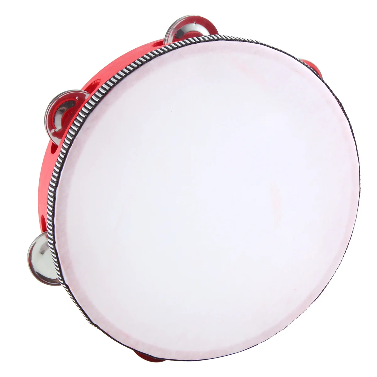 

Practical 8inch Musical Tambourine Tamborine Drum Round Percussion Gift for KTV Party Red