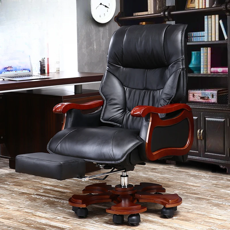 

Black Recliner Office Chair Leather Executive Designer Swivel Office Chair Arm Rolling Nordic Silla De Oficina Furniture