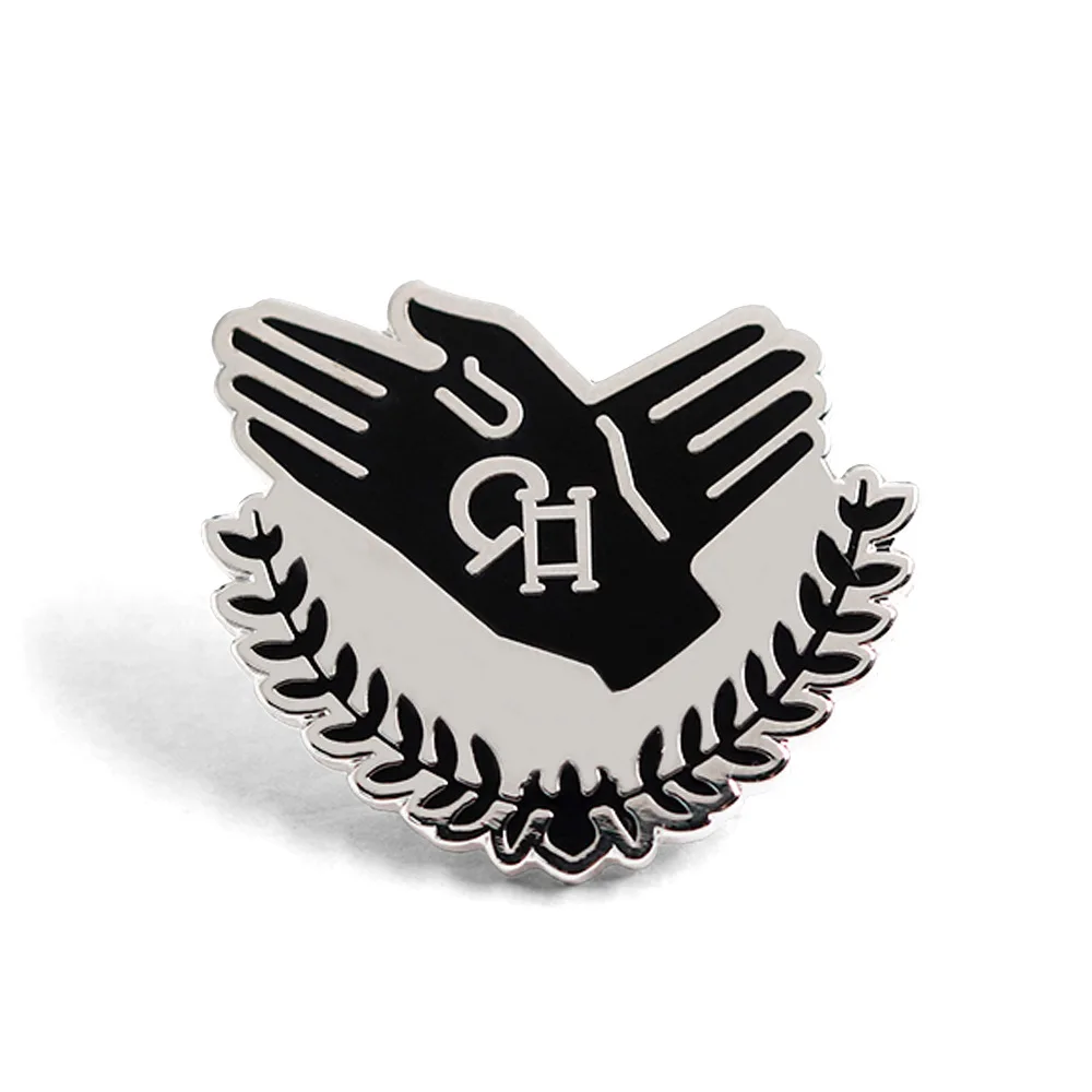 1 pièce Épinglette en émail Mains entrelacées, Broche Couronne de Laurier de l'Amitié, Badge Symbole Lettre H, Bijou d'honneur et de solidarité, Cadeau