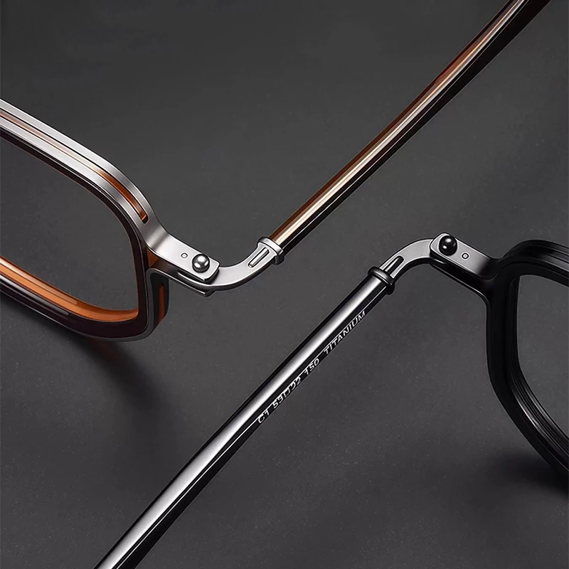HD 160mm Large Face Glasses Frame Retro Polygonal Men's Titanium Wide Frame Optical Prescription Eyeglasses Frames For Men 5867