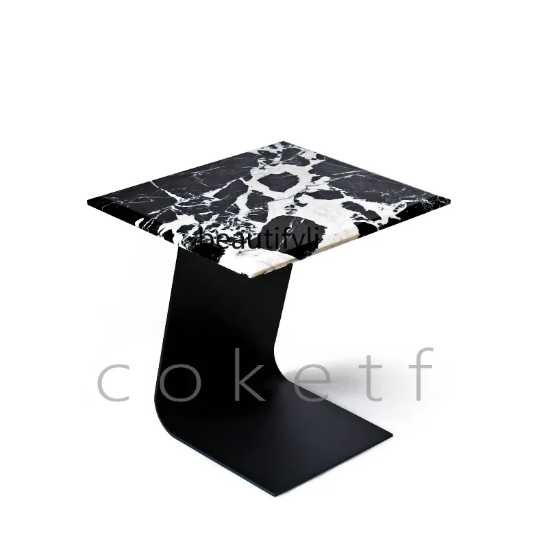 Small coffee table natural marble edge table simple bedside sofa luxury stone square corner table