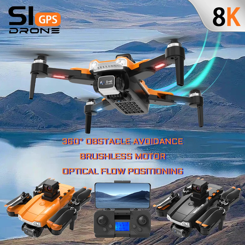 

Optical Flow Localization Folding Quadcopter 360° Obstacle Avoidance Dron Toys S1 8K Professinal HD GPS Drone One Key Return